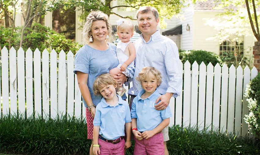 Smiling family in park