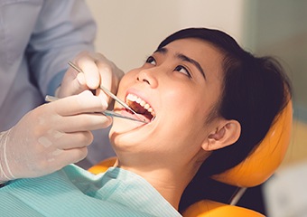 Woman receiving dental checkup