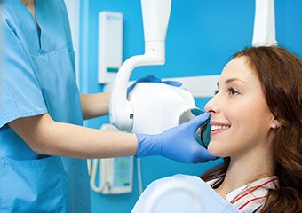 Woman receiving digital x-rays