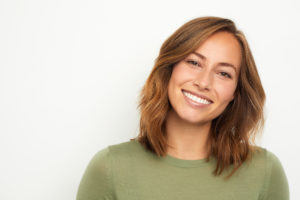 attractive woman with blonde highlights smiling