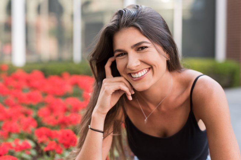 Woman with dental bonding in Columbia