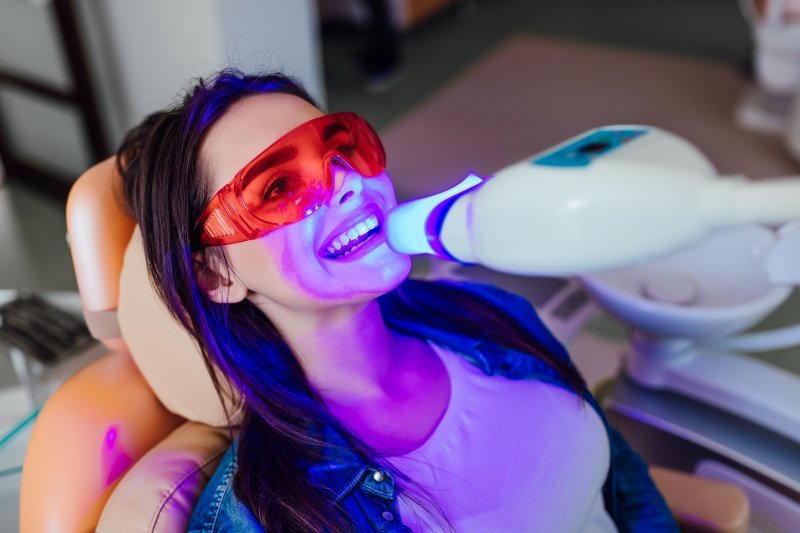 patient undergoing teeth whitening