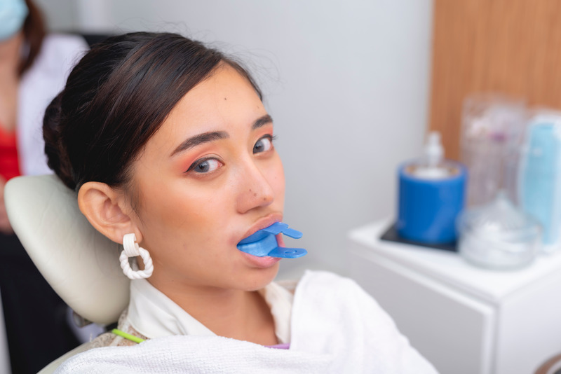 Patient getting a fluoride treatment